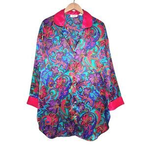 Victoria Secret | Women | Vintage Gold Label Floral Button Down Sleep Top | M-L